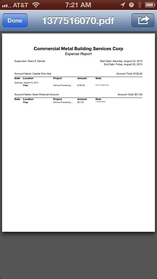 Expense Report Preview