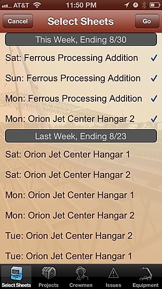 Timesheets Selection Mode