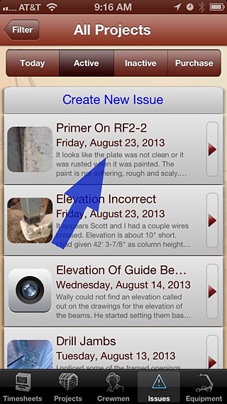 Issues List Screenshot