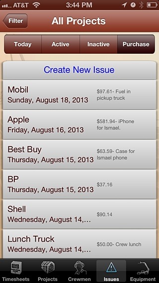 Purchases List