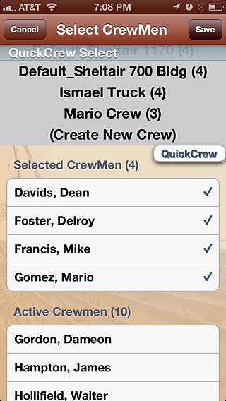 Crewmen Select View